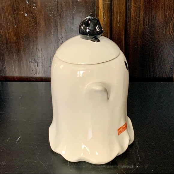 Ghost with Black Cat Hand Painted Halloween Canister - Picture 7 of 13